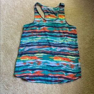 Abstract print, racer back, silky tank top